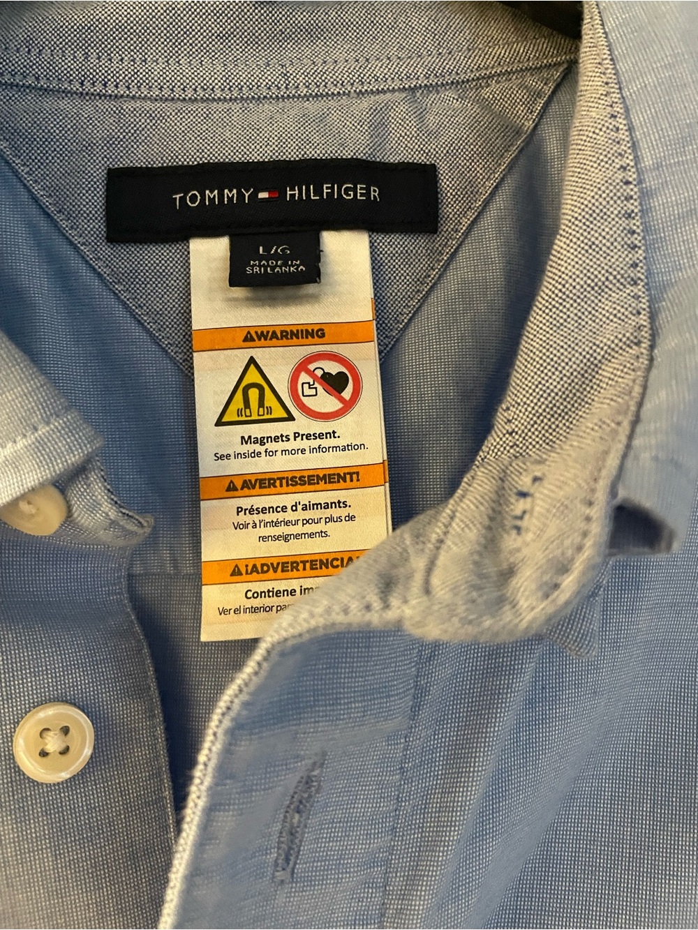 Tommy Hilfiger Adaptive Light Blue Magnetic Button-Down Oxford Shirt - Picture 2 of 5